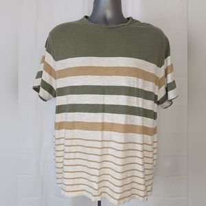 Daniel Cremieux Green and Tan Striped Short Sleeve Tee